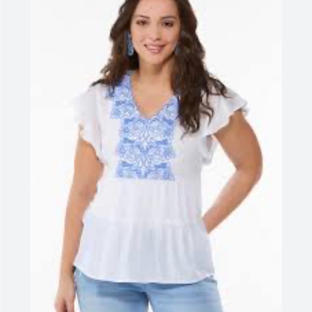 Cato Embroidered Poet Blouse. Bohemian size medium.